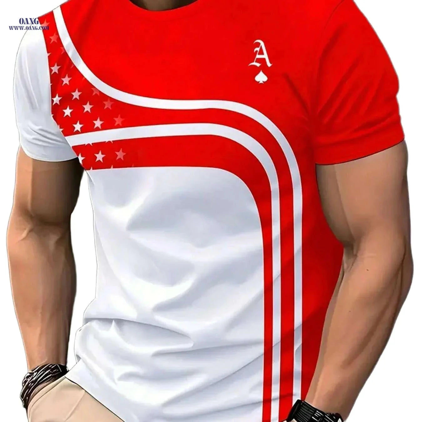 Vintage Poker Graphic Tee for Men - Lightweight Red & White T-Shirt   OAXG Black / S