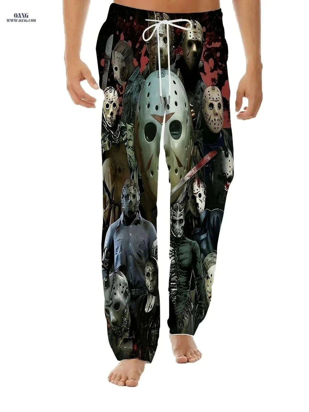 Vintage Print Pants for Men - Loose Fit, Casual American Style   OAXG Mixed Color / M