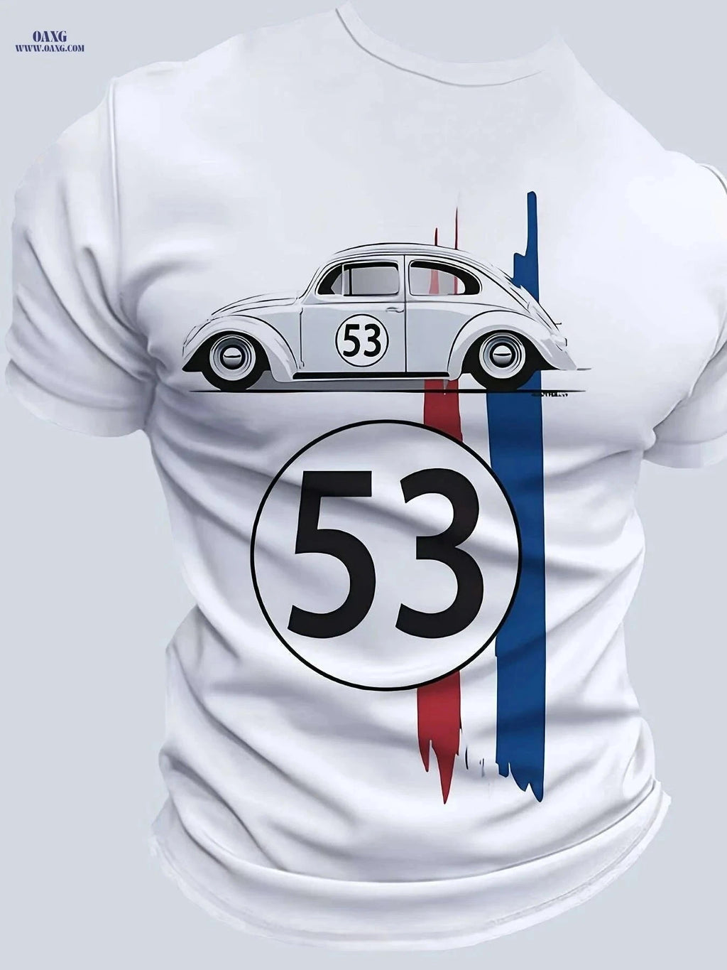 Vintage Racing Car Graphic Tee - Men's Casual Crew Neck T-Shirt   OAXG White / S