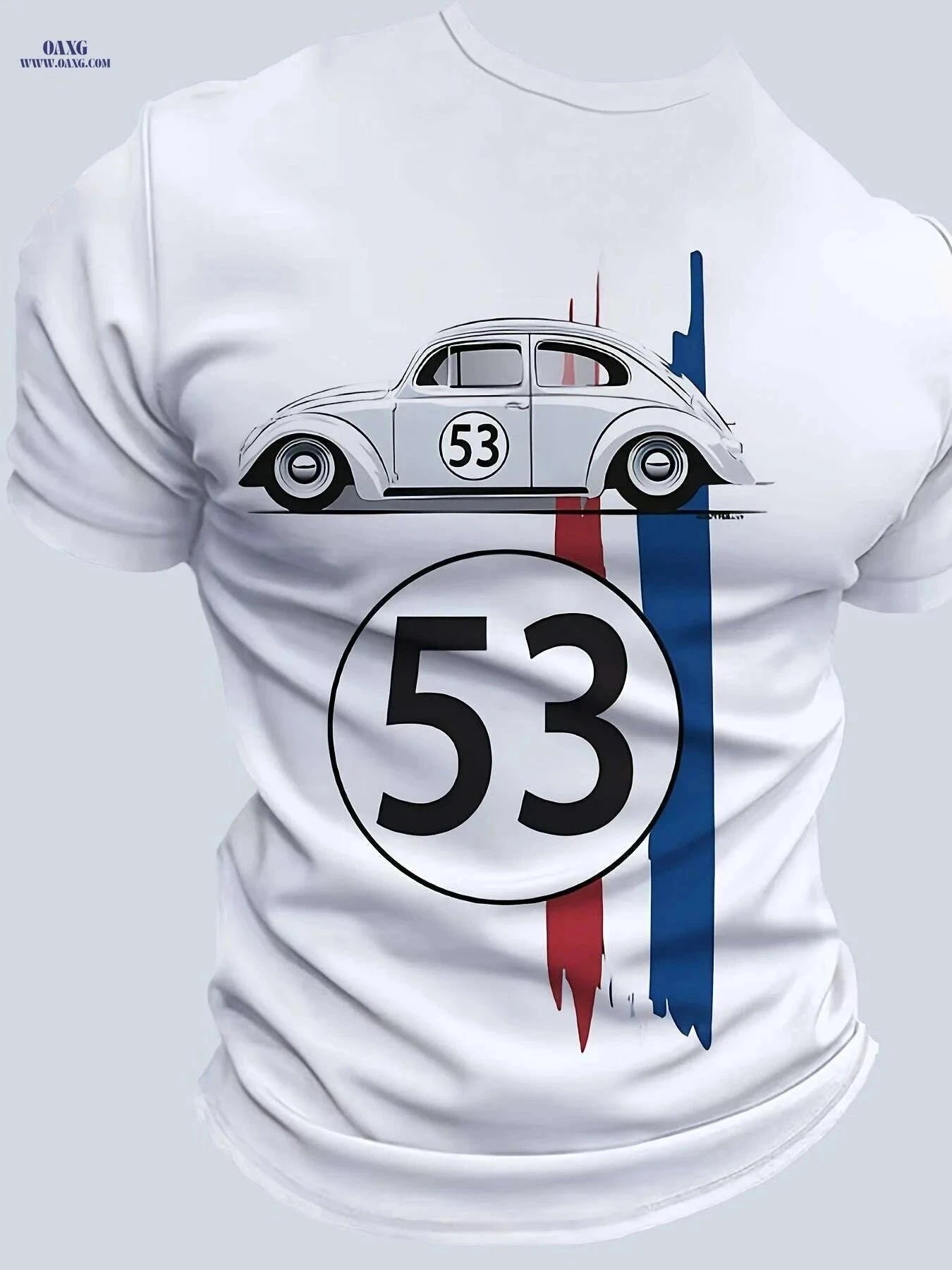 Vintage Racing Car Graphic Tee - Men's Casual Crew Neck T-Shirt   OAXG White / S
