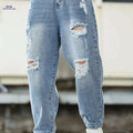 Vintage Ripped Jeans for Men - Loose Fit, Distressed Style Pants   OAXG Blue / XS
