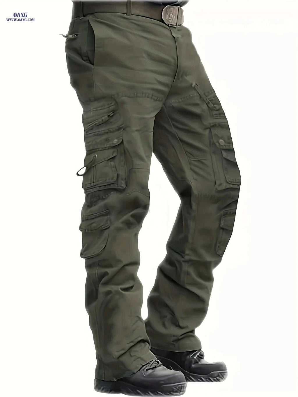 Vintage Style Men's Cargo Pants - 100% Cotton, Mid Waist, Multi-Pocket   OAXG 