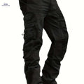 Vintage Style Men's Cargo Pants - 100% Cotton, Mid Waist, Multi-Pocket   OAXG Black / 32