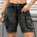 Vintage Style Solid Color Bermuda Shorts with Pockets - Summer Fit   OAXG 