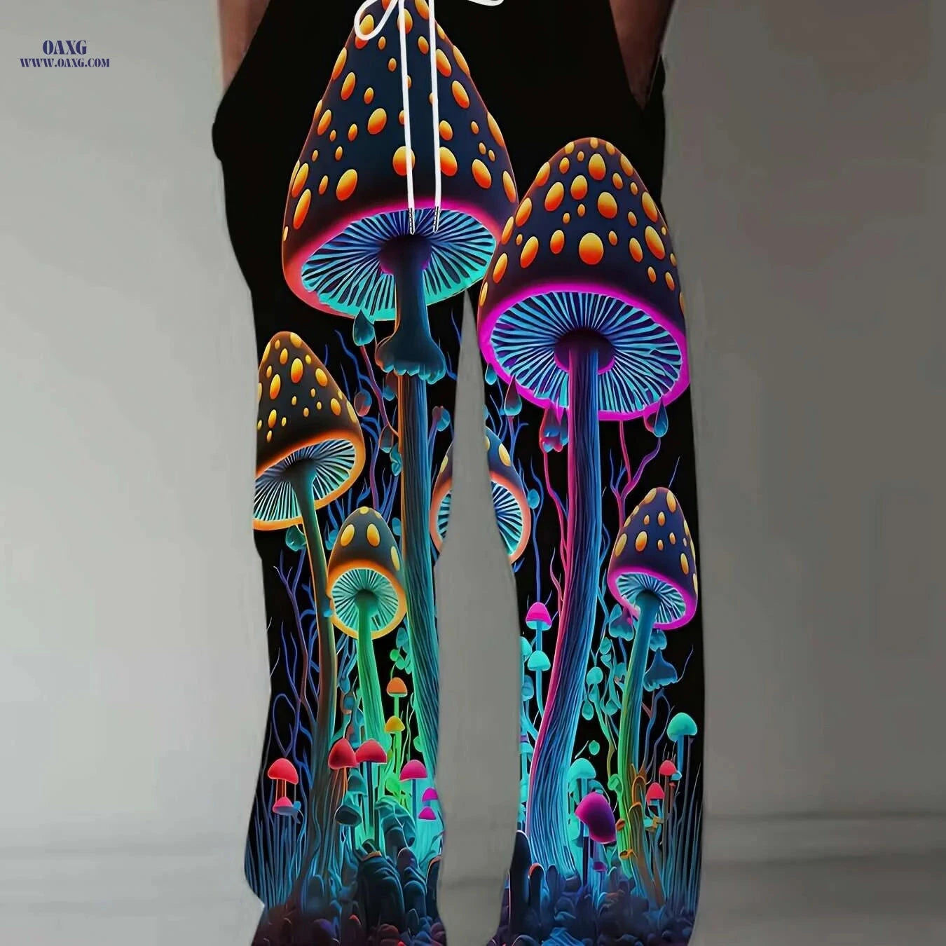 Vintage Style Straight Leg Pants - 3D Mushroom Print, Casual Fit   OAXG 