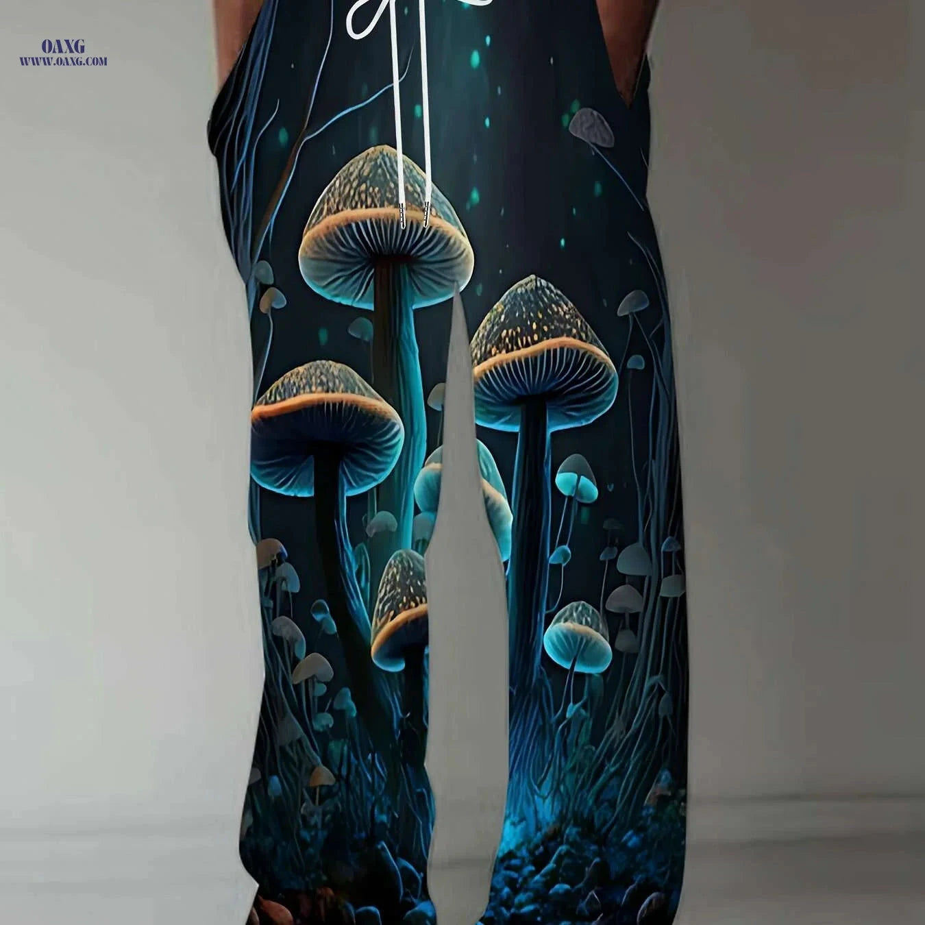Vintage Style Straight Leg Pants - 3D Mushroom Print, Casual Fit   OAXG 