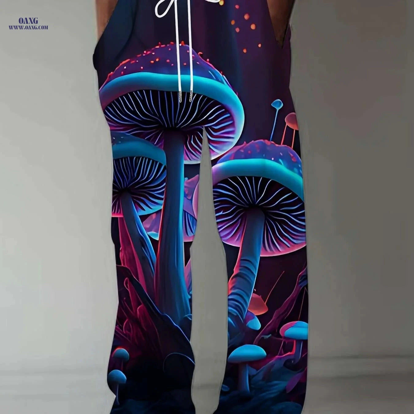 Vintage Style Straight Leg Pants - 3D Mushroom Print, Casual Fit   OAXG Style1 / M
