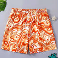 Vortex Pattern Men's Summer Drawstring Shorts - Casual Beach & Leisure   OAXG Orange / S