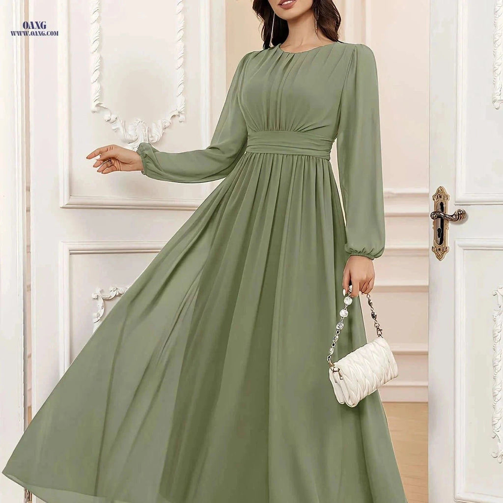 VT VOLLY TOYCH Elegant A-Line Chiffon Bridesmaid Dress - Long Sleeve   OAXG Matcha Color / XS