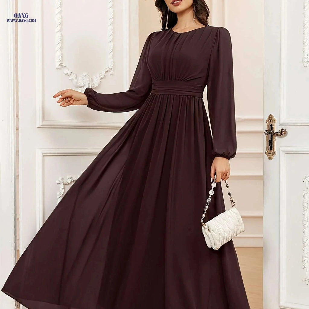 VT VOLLY TOYCH Green A-Line Chiffon Bridesmaid Dress - Puff Sleeves   OAXG 