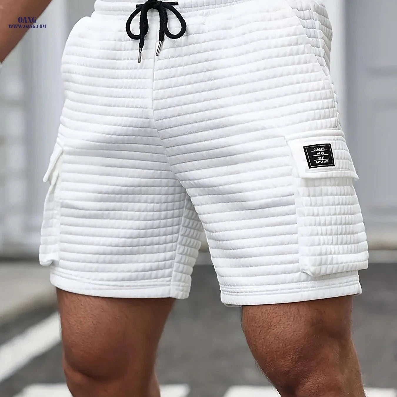 Waffger Men's Multi-Pocket Work Shorts - Casual Golf & Outdoor Fit   OAXG White / FR S