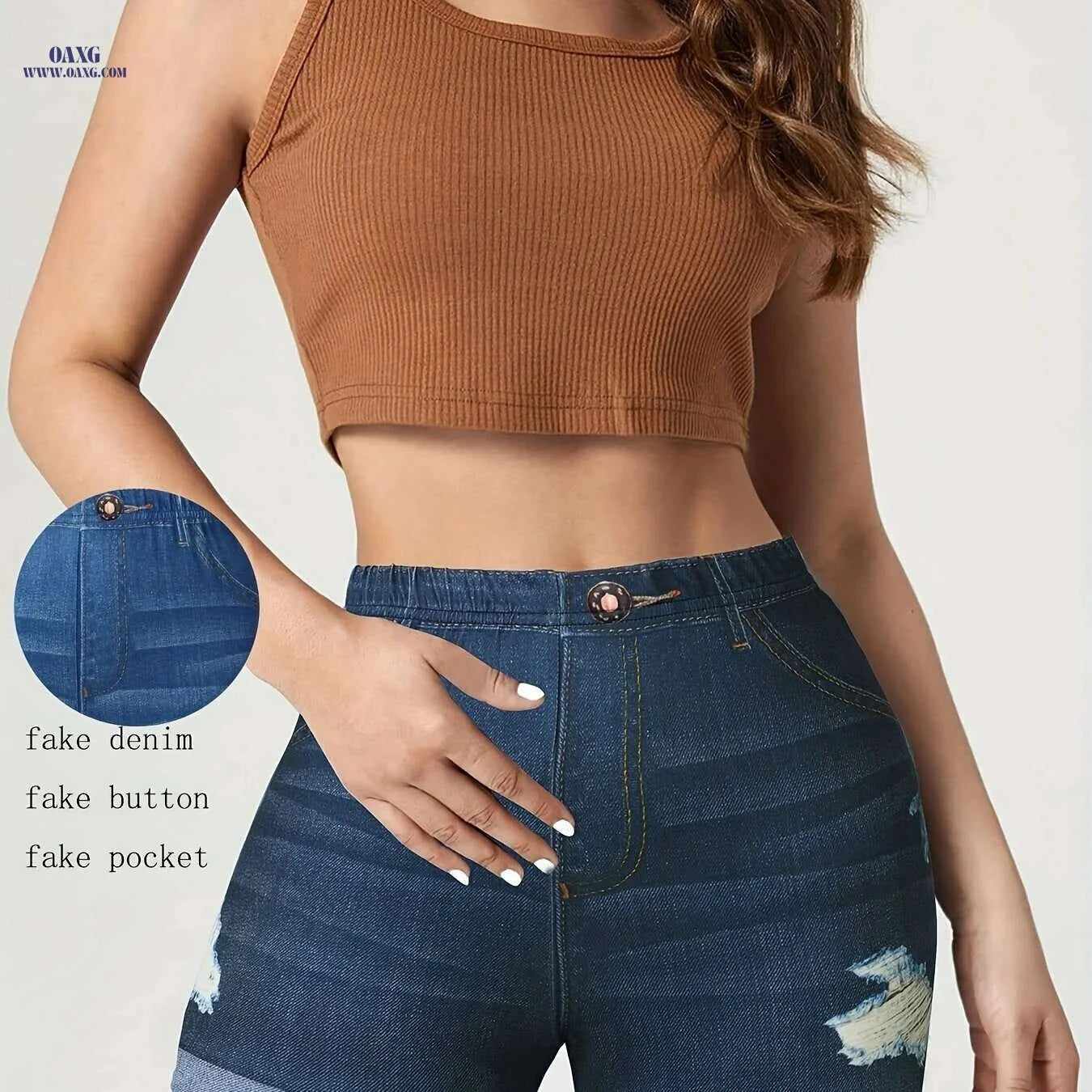 Western Denim Print Waist Jean Shorts - Casual Summer Style   OAXG 