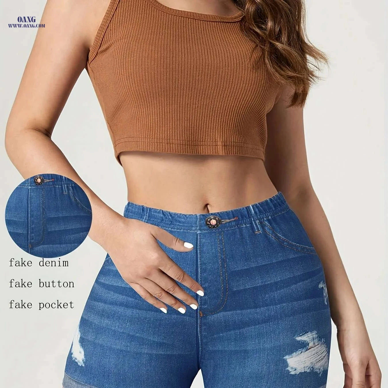 Western Denim Print Waist Jean Shorts - Casual Summer Style   OAXG 