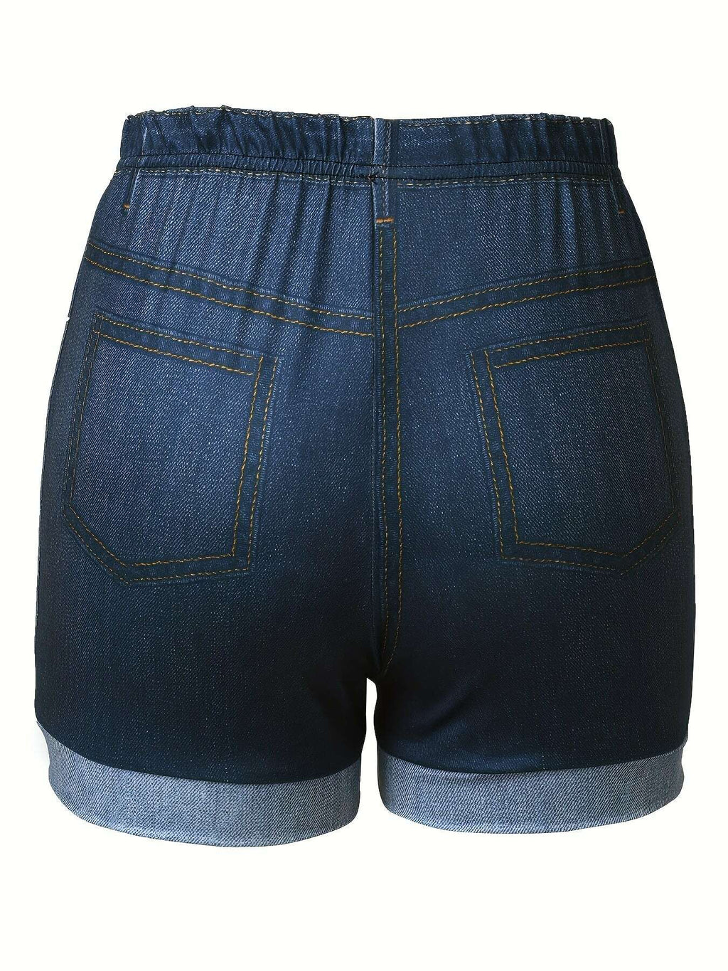 Western Denim Print Waist Jean Shorts - Casual Summer Style   OAXG 