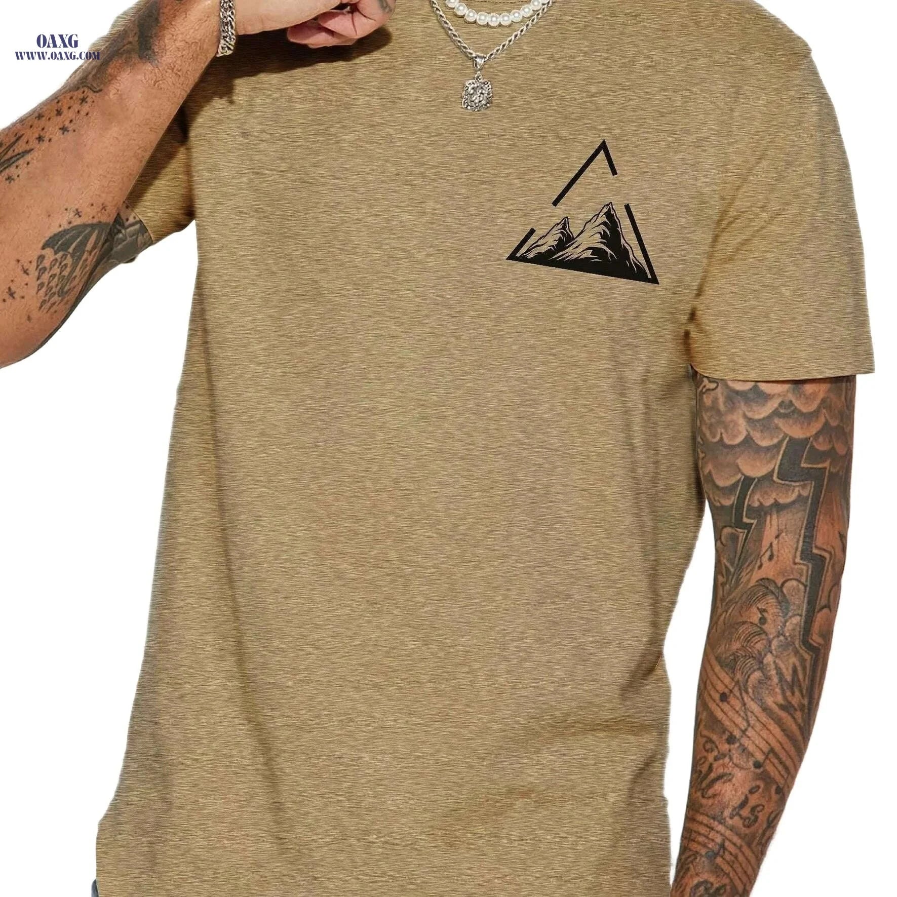 WHICHONE Stylish Men's T-Shirt - Triangular Frame Pattern Print   OAXG Mint Green / S