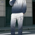 White & Blue Gradient Men's Suit - Casual Pullover & Pants Set   OAXG 
