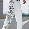White Classic Men's Denim Jeans - Graffiti Lettering Casual Pants   OAXG White / FR S