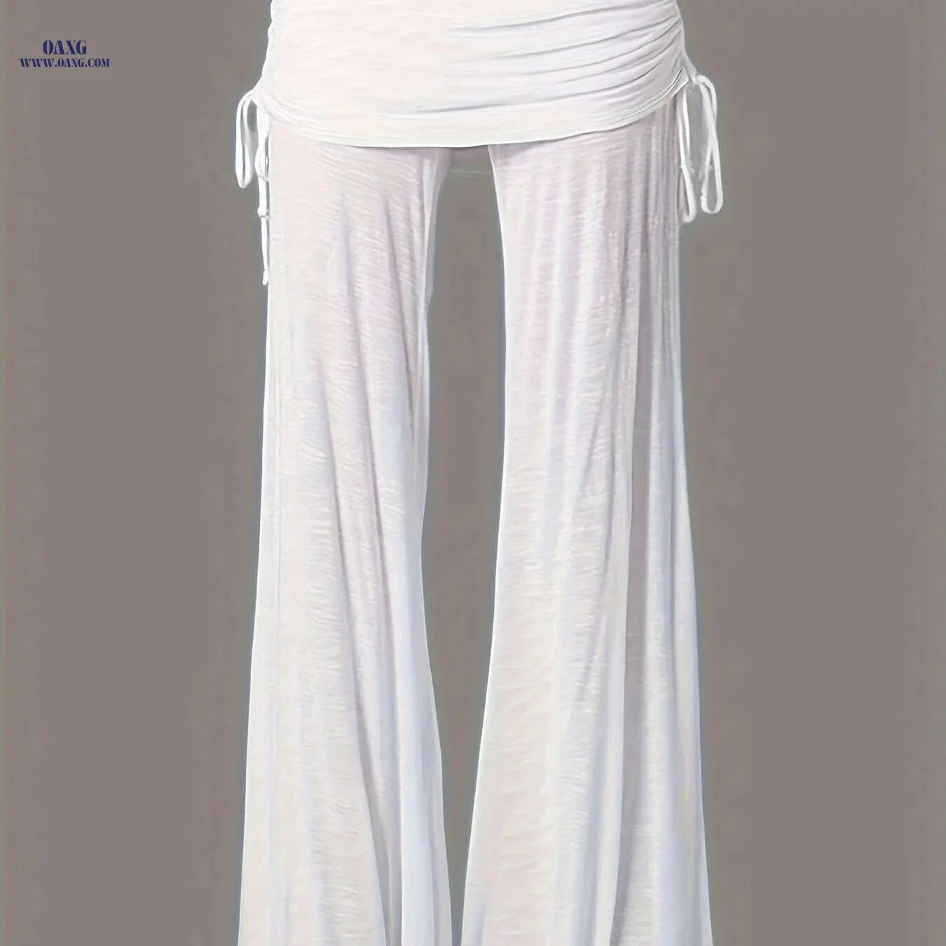 Wide Leg Ruched Waist Pants for Women - Casual Summer Style   OAXG 