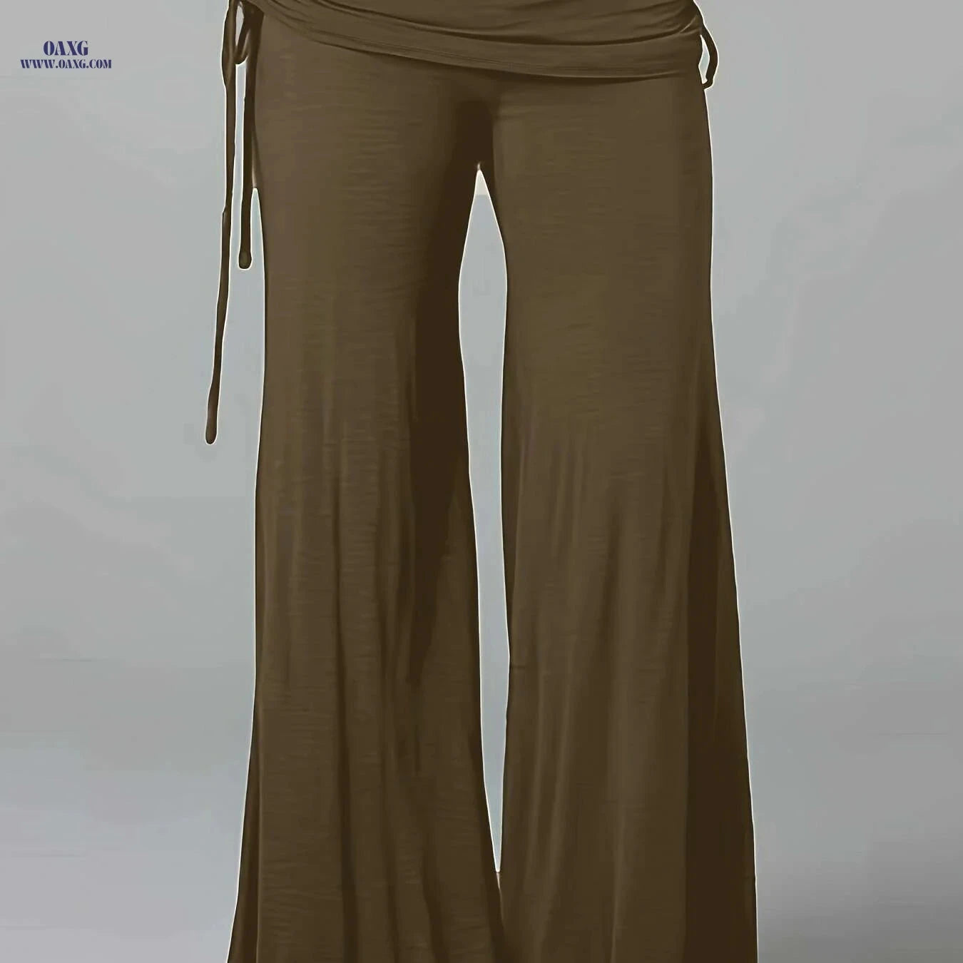 Wide Leg Ruched Waist Pants for Women - Casual Summer Style   OAXG 