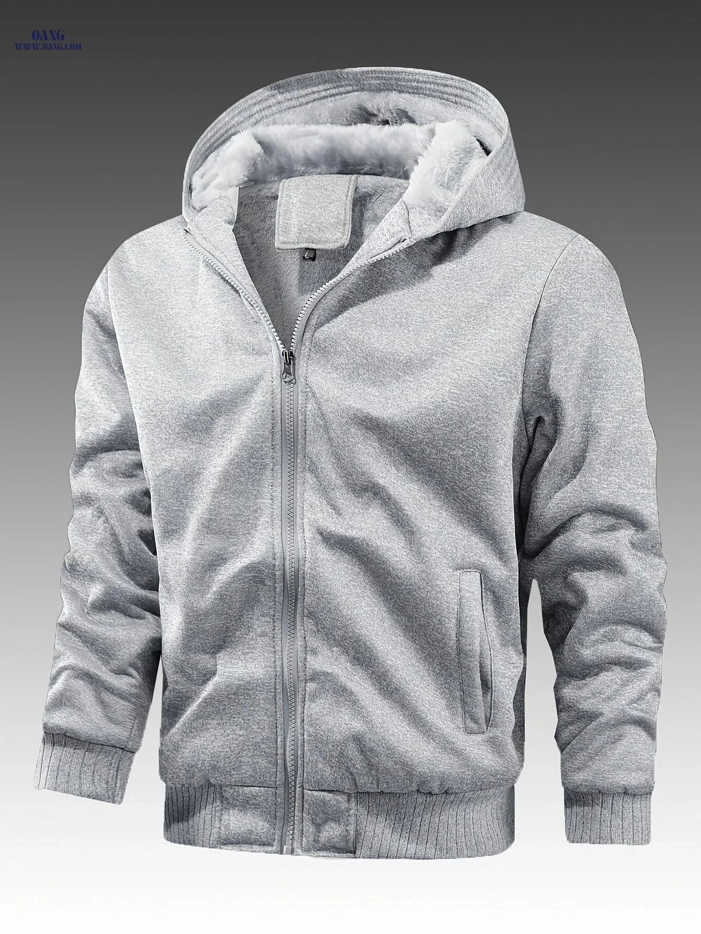 Winter Thickened Fleece-Lined Hoodie Jacket for Men - Solid Color   OAXG 