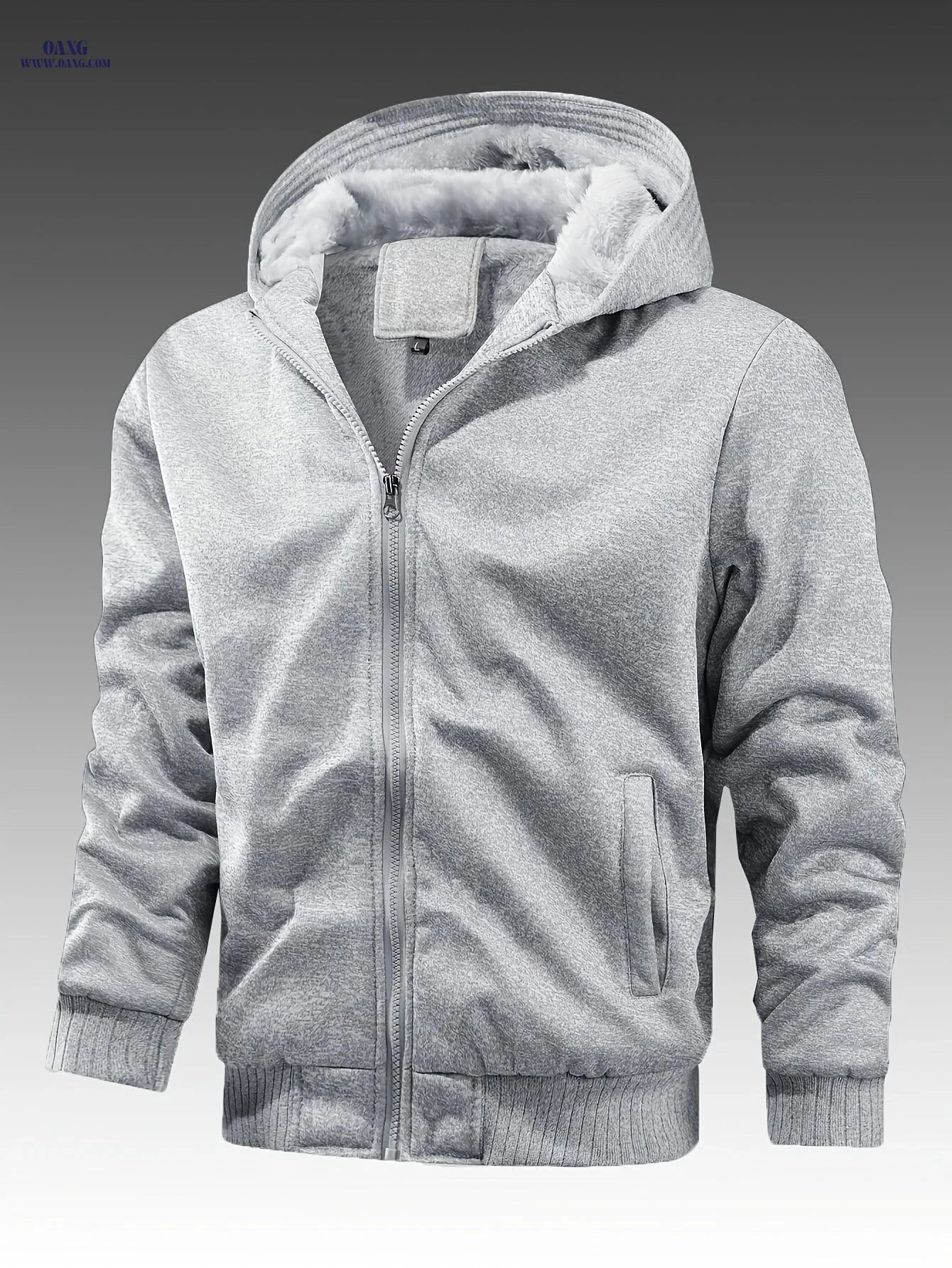 Winter Thickened Fleece-Lined Hoodie Jacket for Men - Solid Color   OAXG 