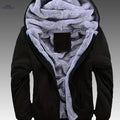 Winter Thickened Fleece-Lined Hoodie Jacket for Men - Solid Color   OAXG 