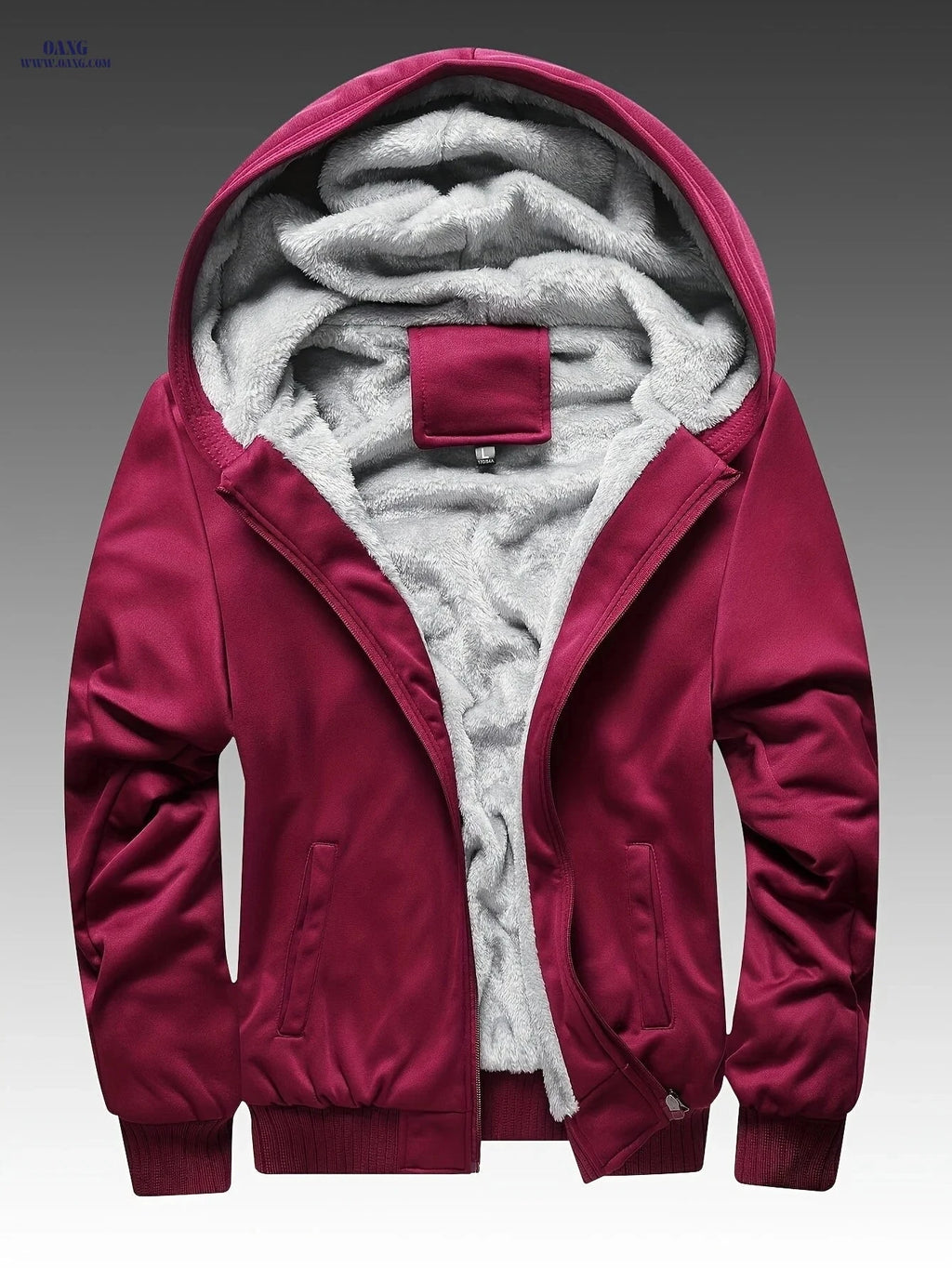 Winter Thickened Fleece-Lined Hoodie Jacket for Men - Solid Color   OAXG 