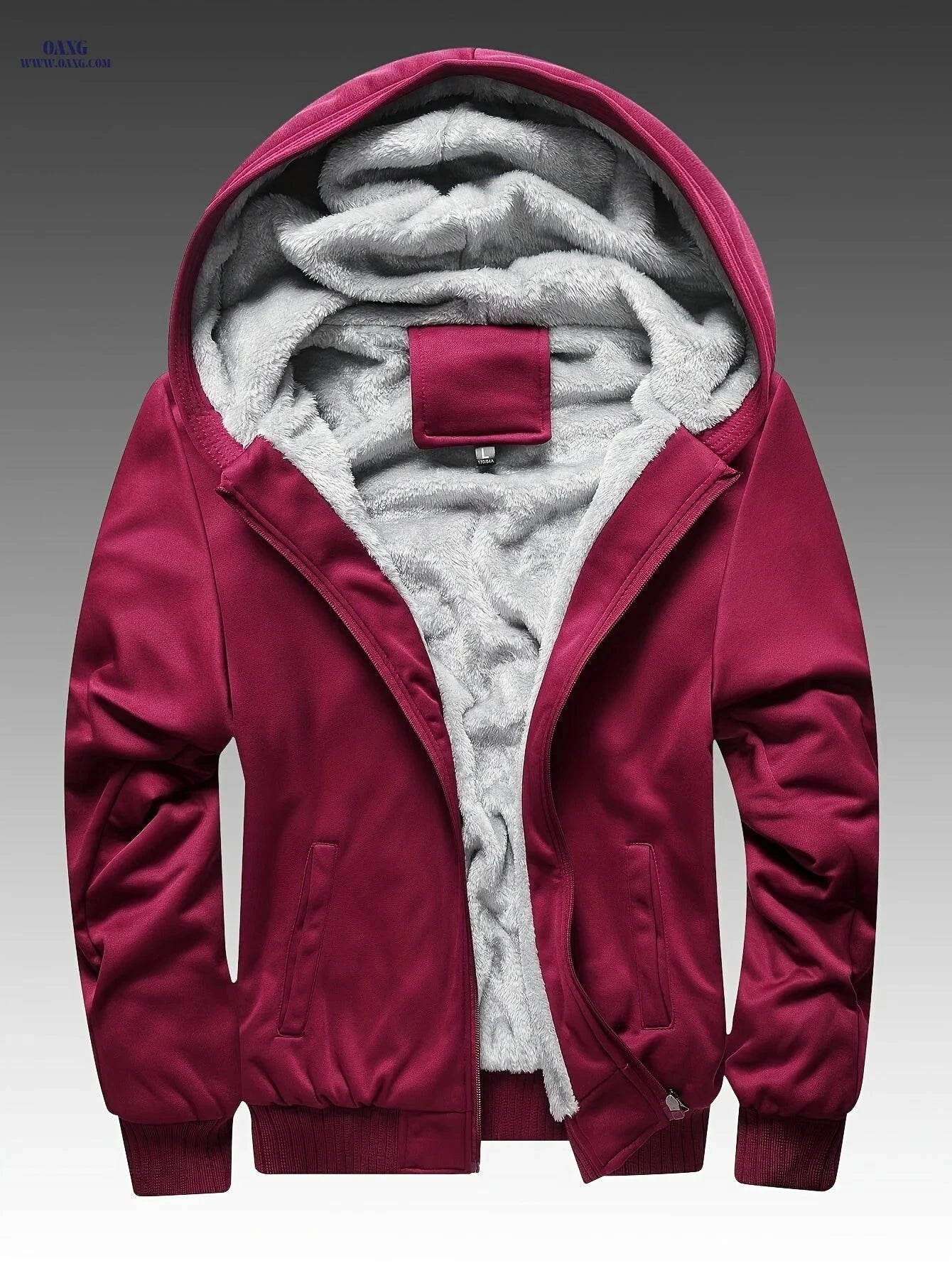 Winter Thickened Fleece-Lined Hoodie Jacket for Men - Solid Color   OAXG 
