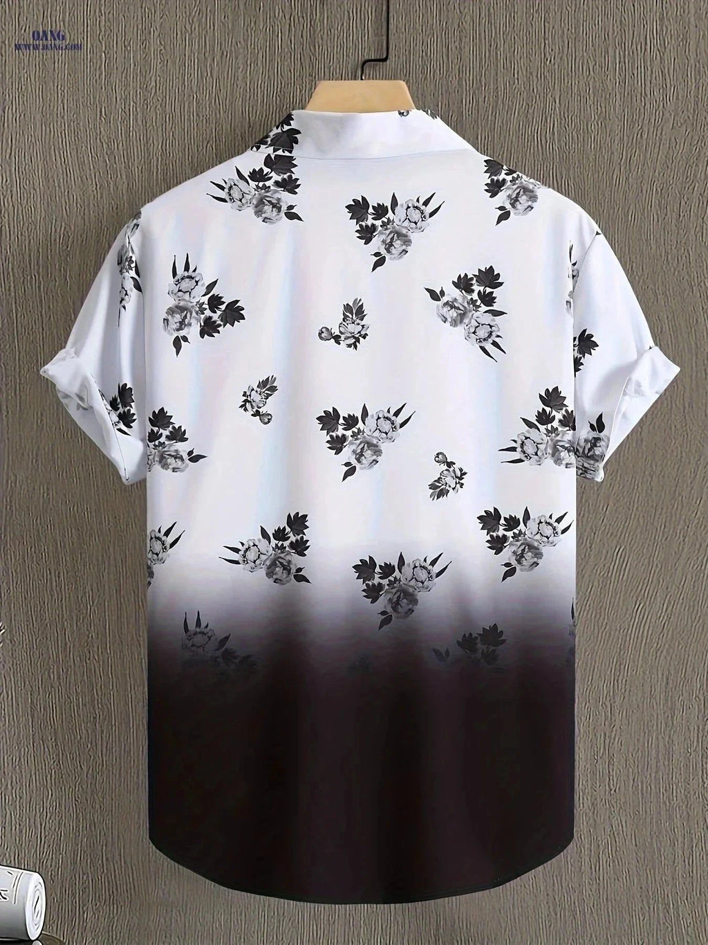 WISH A HORSE Men's Floral Gradient Short Sleeve Shirt - Casual Summer Fit   OAXG White / FR S