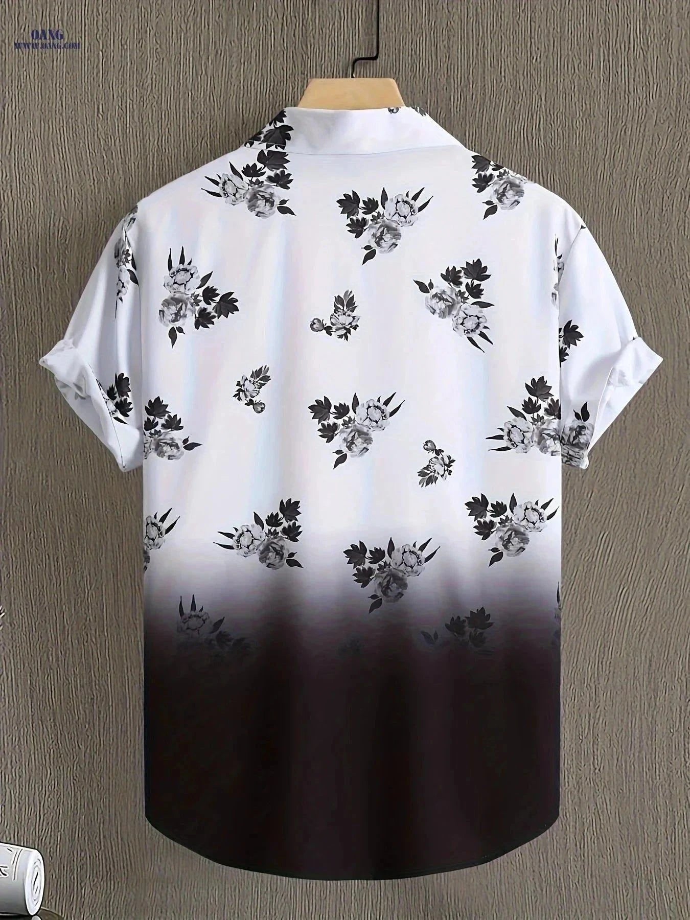 WISH A HORSE Men's Floral Gradient Short Sleeve Shirt - Casual Summer Fit   OAXG White / FR S