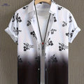 WISH A HORSE Men's Floral Gradient Short Sleeve Shirt - Casual Summer Fit   OAXG White / FR S