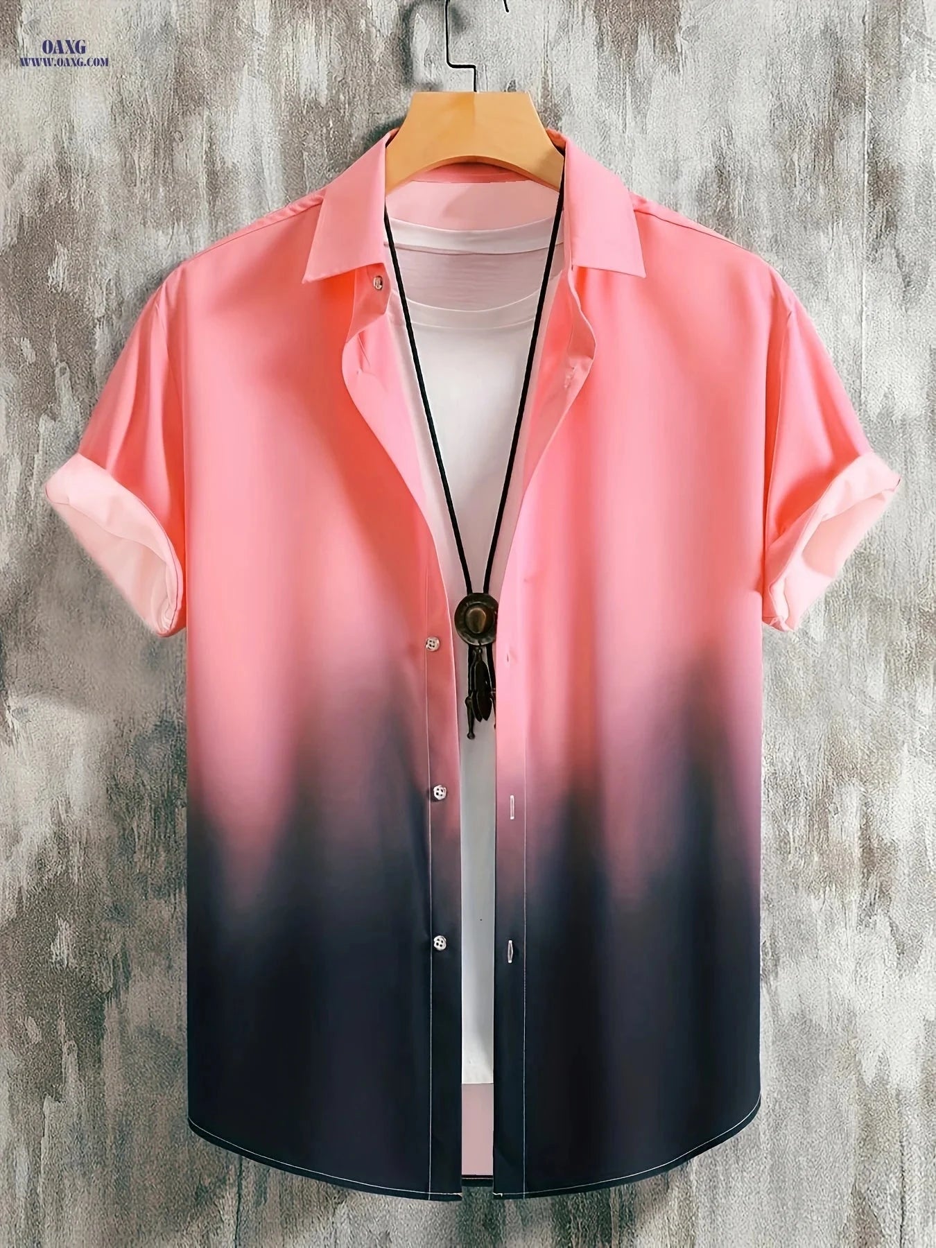 WISH A HORSE Men’s Gradient Casual Shirt - 100% Polyester, Machine Washable   OAXG 