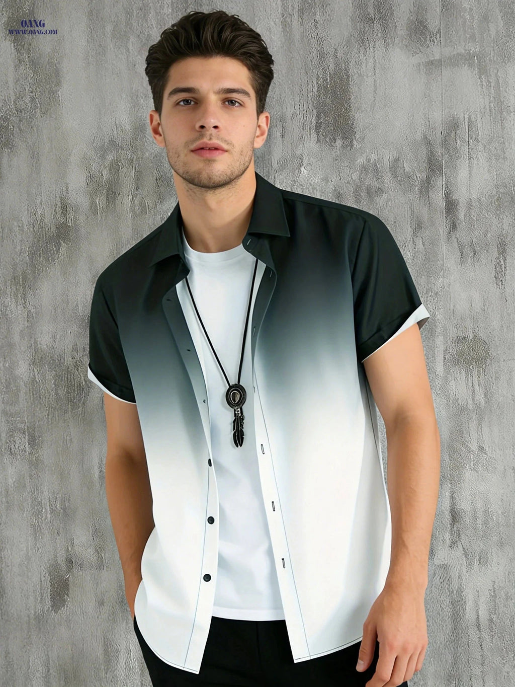 WISH A HORSE Men’s Gradient Casual Shirt - 100% Polyester, Machine Washable   OAXG 