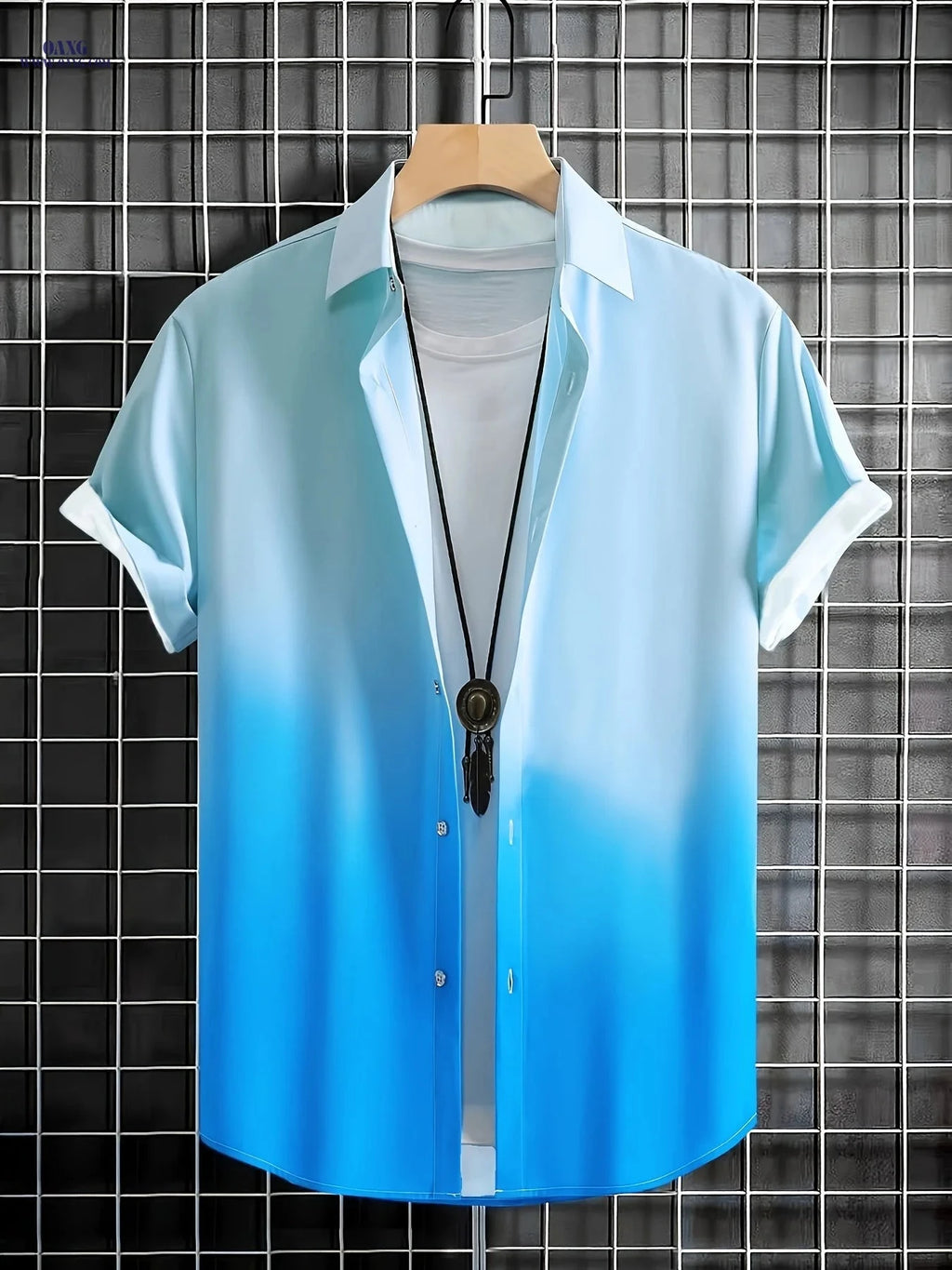 WISH A HORSE Men's Gradient Casual Shirt - Summer Autumn Stylish Print   OAXG White / FR S