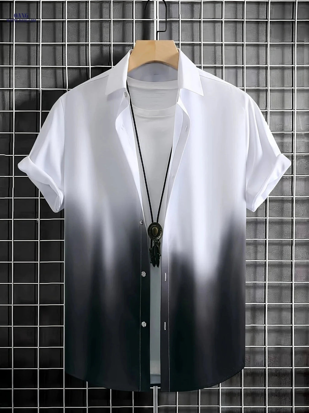WISH A HORSE Men's Gradient Casual Shirt - Summer Autumn Stylish Print   OAXG White / FR S