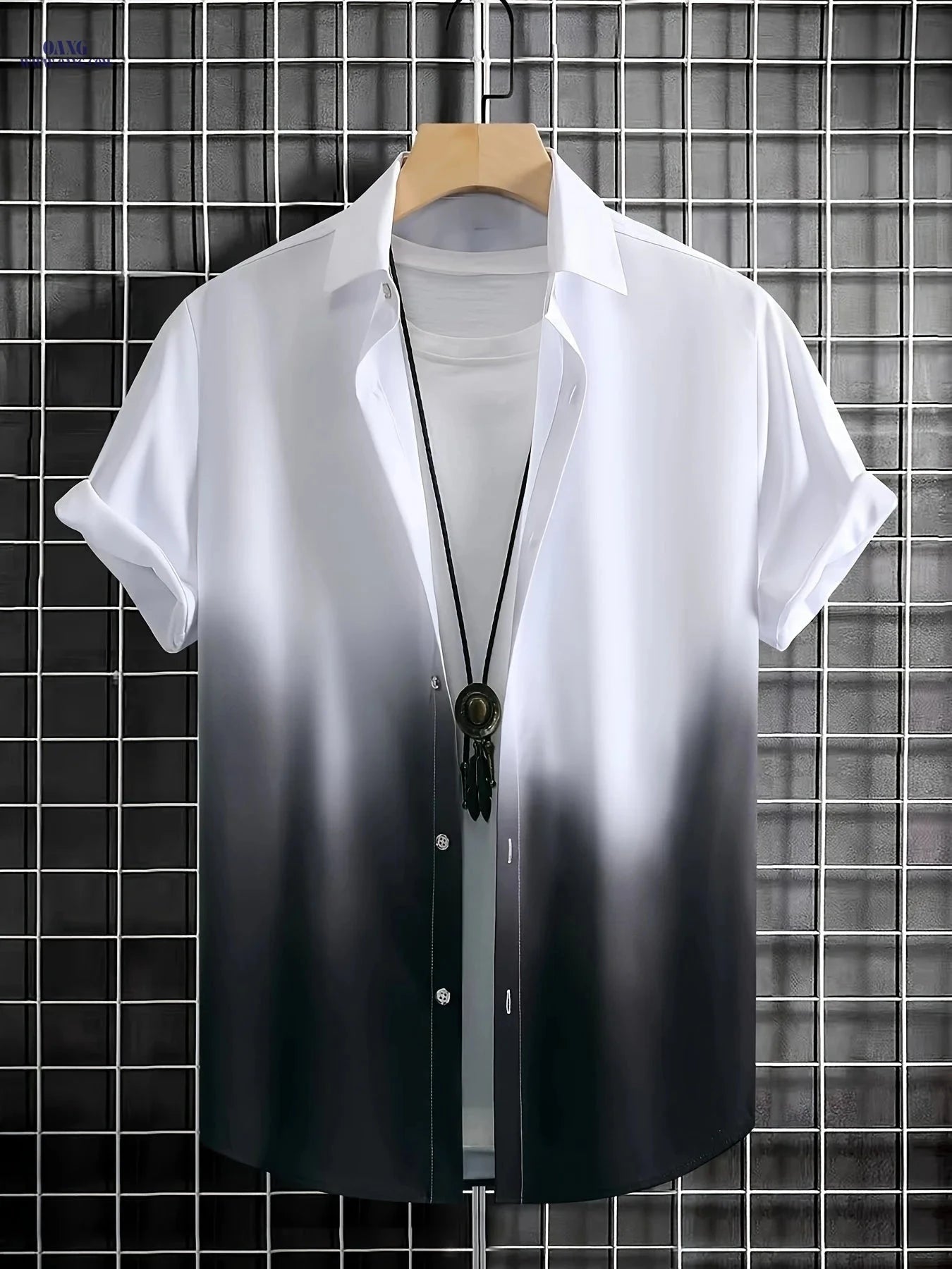 WISH A HORSE Men's Gradient Casual Shirt - Summer Autumn Stylish Print   OAXG White / FR S