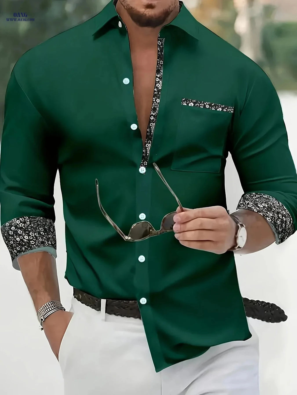 WISH A HORSE Men's Lapel Shirt - Casual Spring/Autumn Style   OAXG 