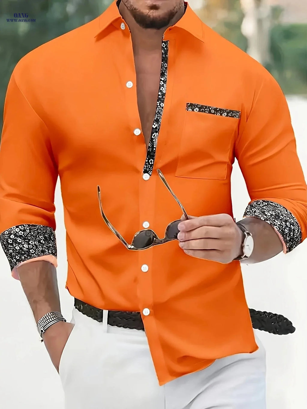 WISH A HORSE Men's Lapel Shirt - Casual Spring/Autumn Style   OAXG 