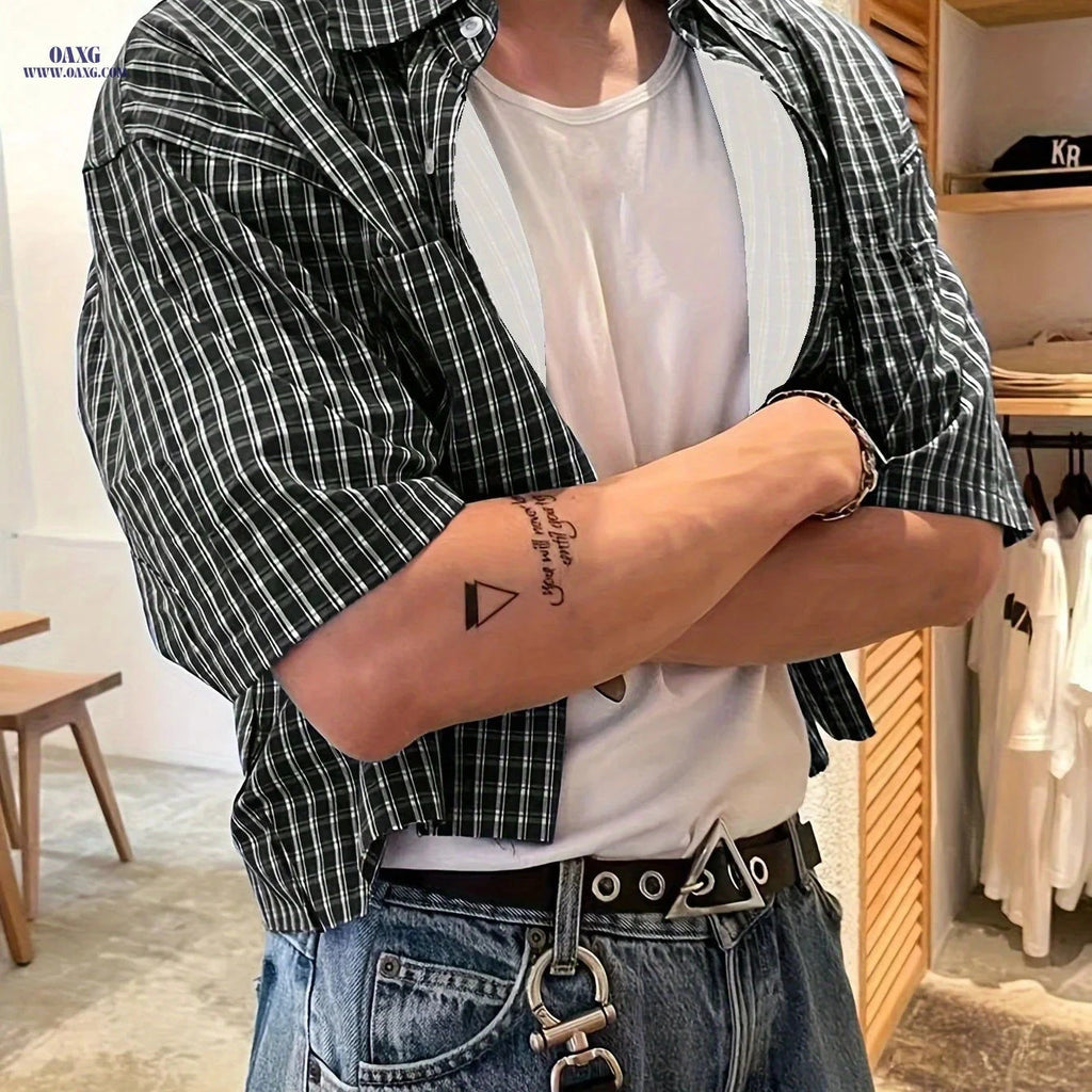 WISH A HORSE Men's Plaid Short-Sleeve Shirt - Casual Spring & Summer Wear   OAXG 