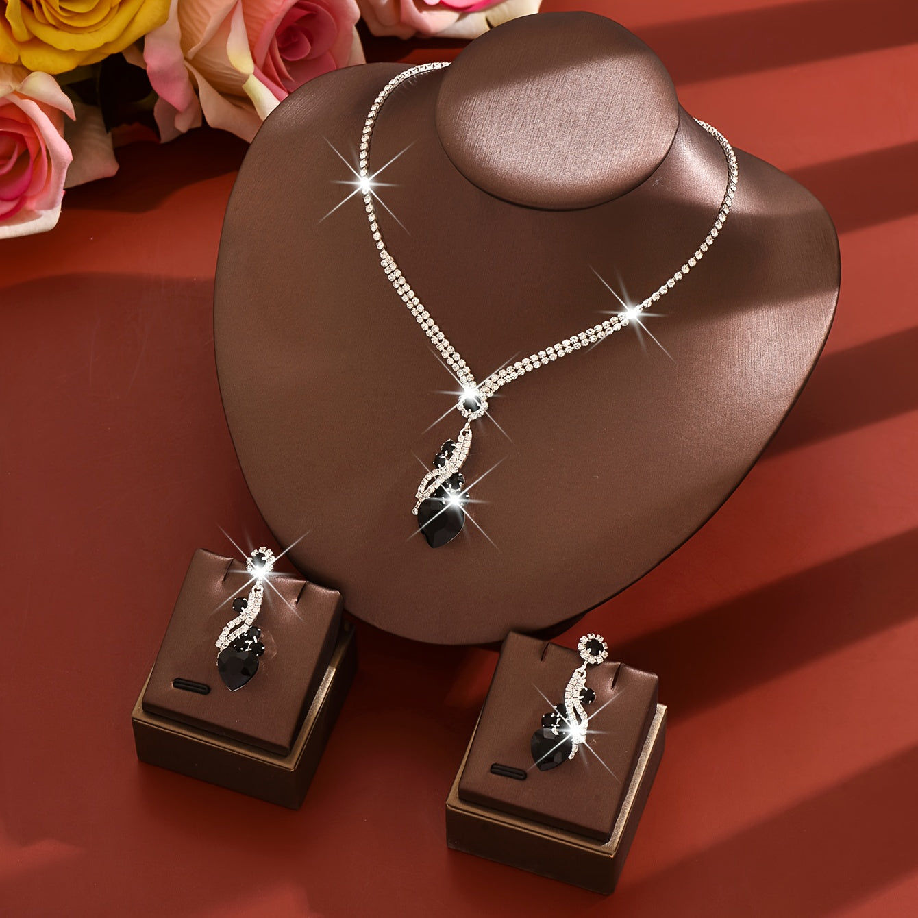 WLOERINS Collier Pendentif Coeur - Élégance pour Mariages et Saint-Valentin   OAXG Black / 1210