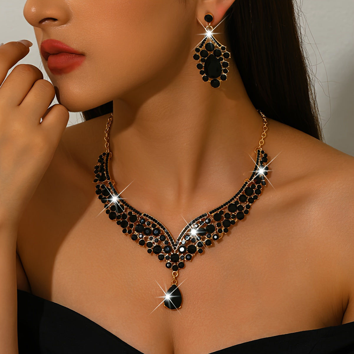 WLOERINS Ensemble de Boucles d'Oreilles et Collier - Chic pour Mariage   OAXG 