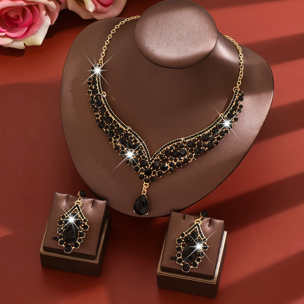 WLOERINS Ensemble de Boucles d'Oreilles et Collier - Chic pour Mariage   OAXG Golden Red / HB1622