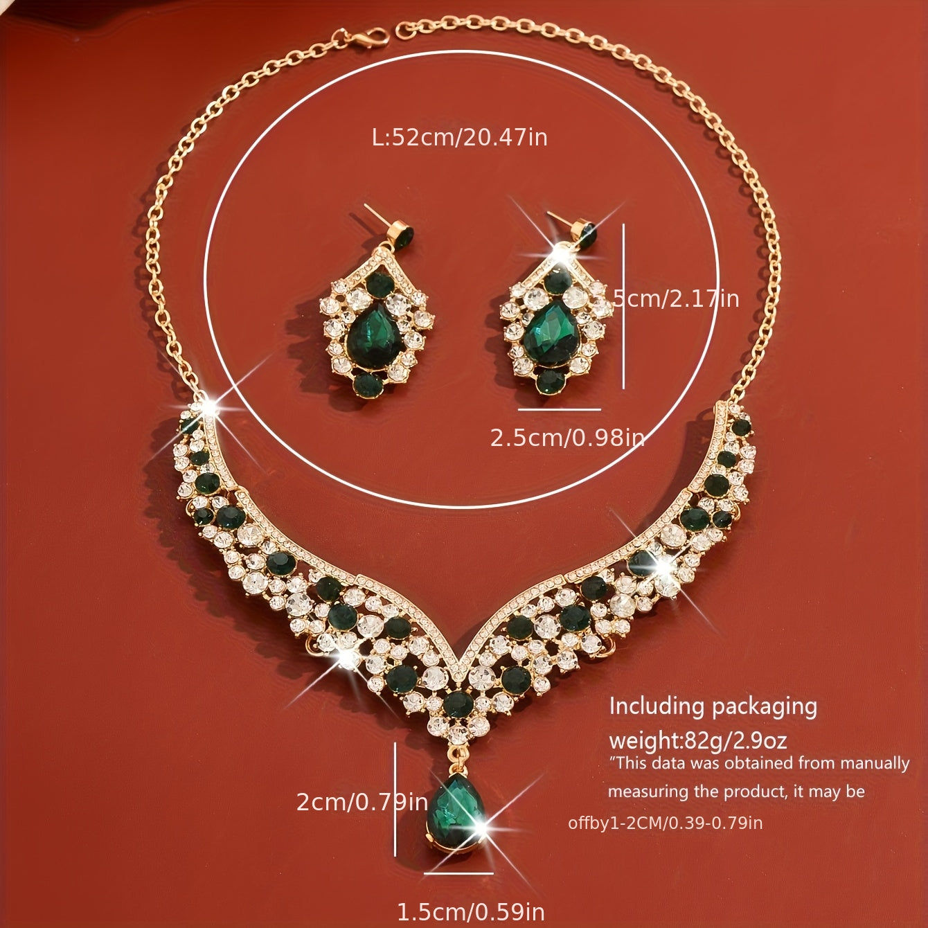 WLOERINS Ensemble de Boucles d'Oreilles et Collier - Chic pour Mariage   OAXG 