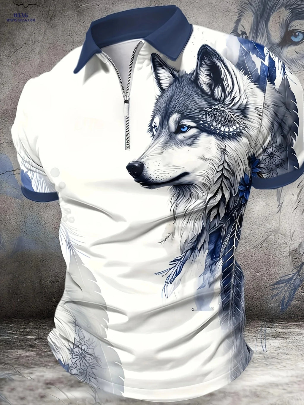 Wolf Pattern 3D Printed Men's Shirt - Casual Short Sleeve Lapel Style   OAXG White / FR M