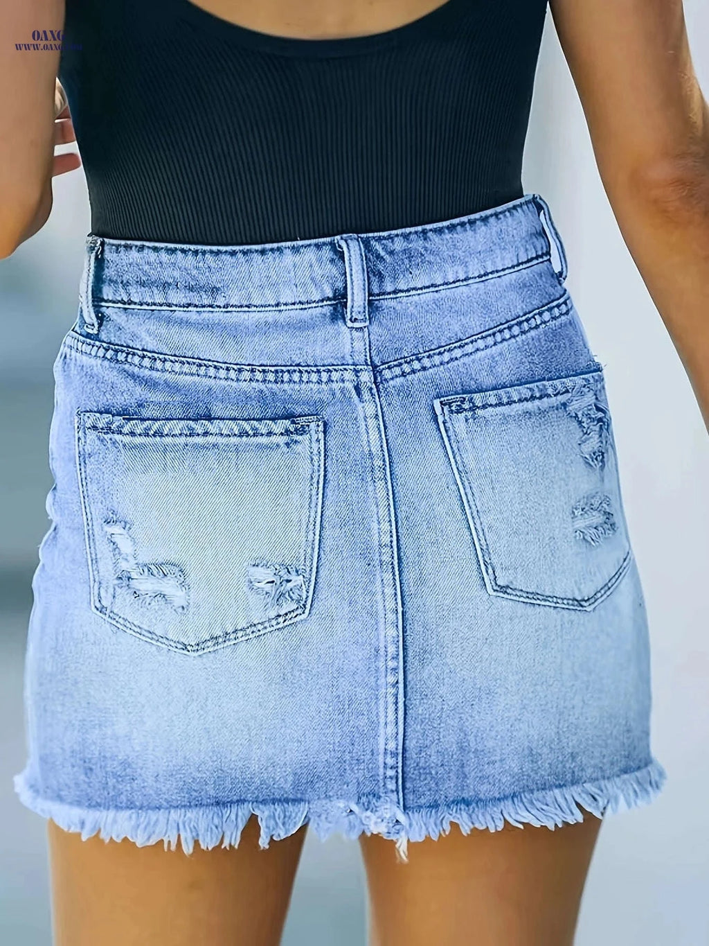 Women's 26AW Elastic Denim Skirt - Vintage Casual Mid-Waist Style   OAXG 