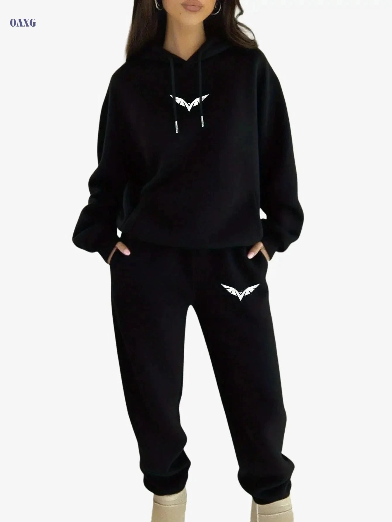 Women's 2pcs Pocket Hoodie and Joggers - Casual Outdoor Outfit   OAXG 