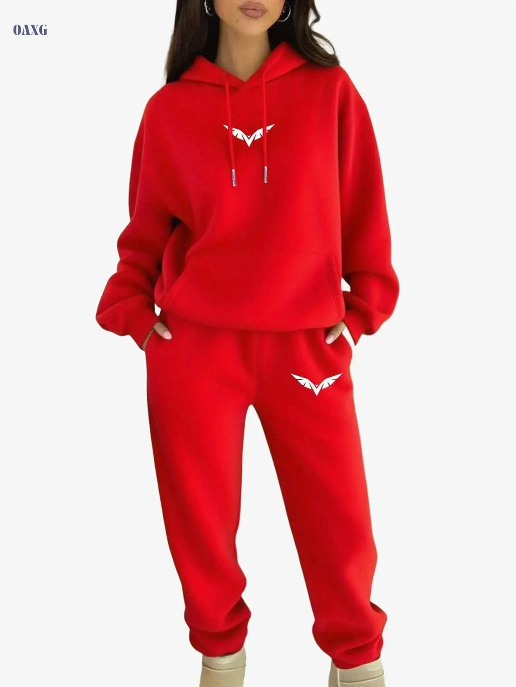Women's 2pcs Pocket Hoodie and Joggers - Casual Outdoor Outfit   OAXG Black / XS