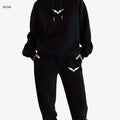 Women's 2pcs Pocket Hoodie and Joggers - Casual Outdoor Outfit   OAXG Black / XS