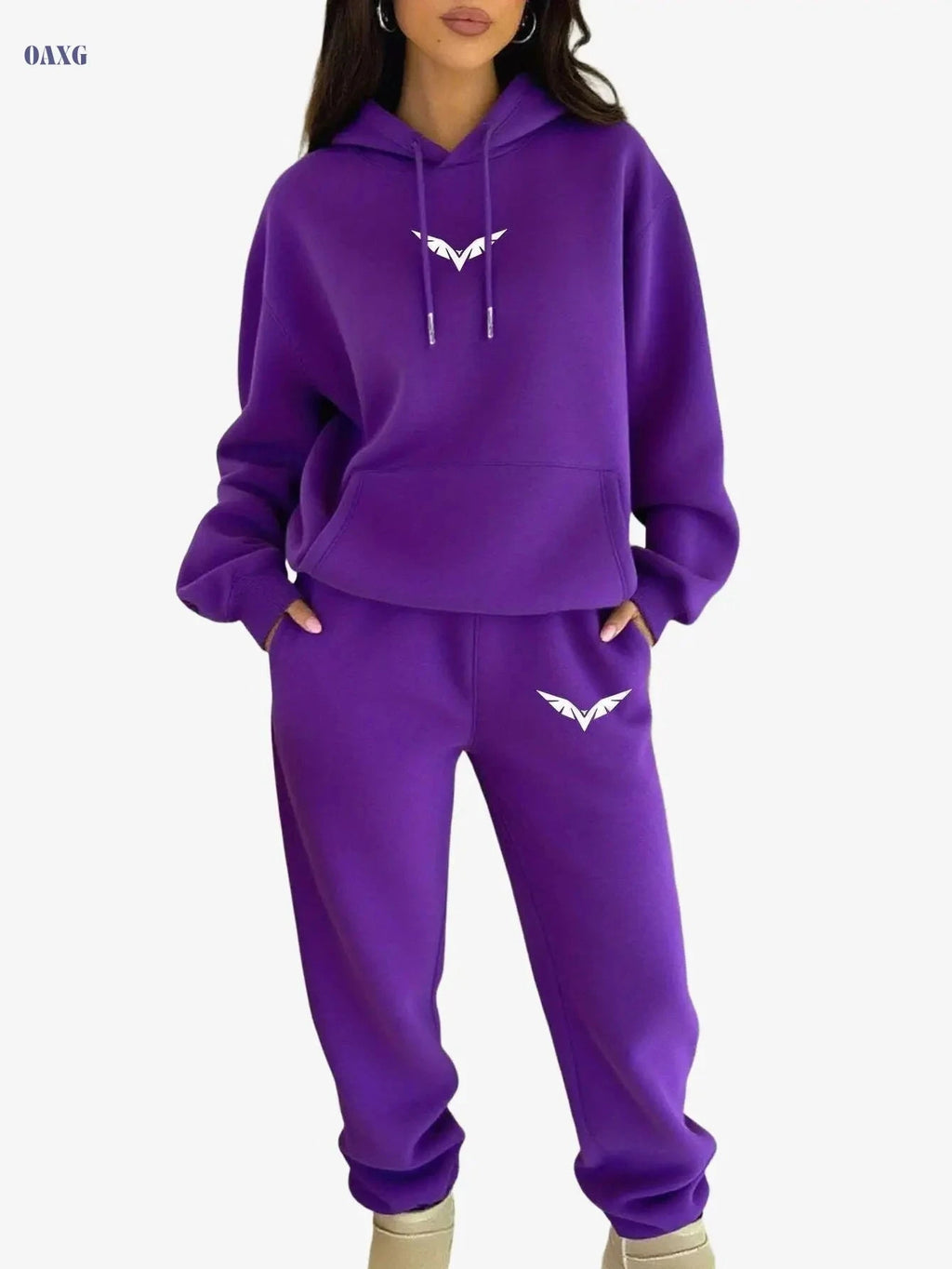 Women's 2pcs Pocket Hoodie and Joggers - Casual Outdoor Outfit   OAXG 