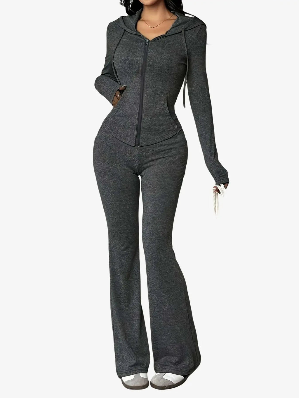 Women's 2pcs Polyester-Blend Tracksuit - Hooded Casual Sportswear Set   OAXG 